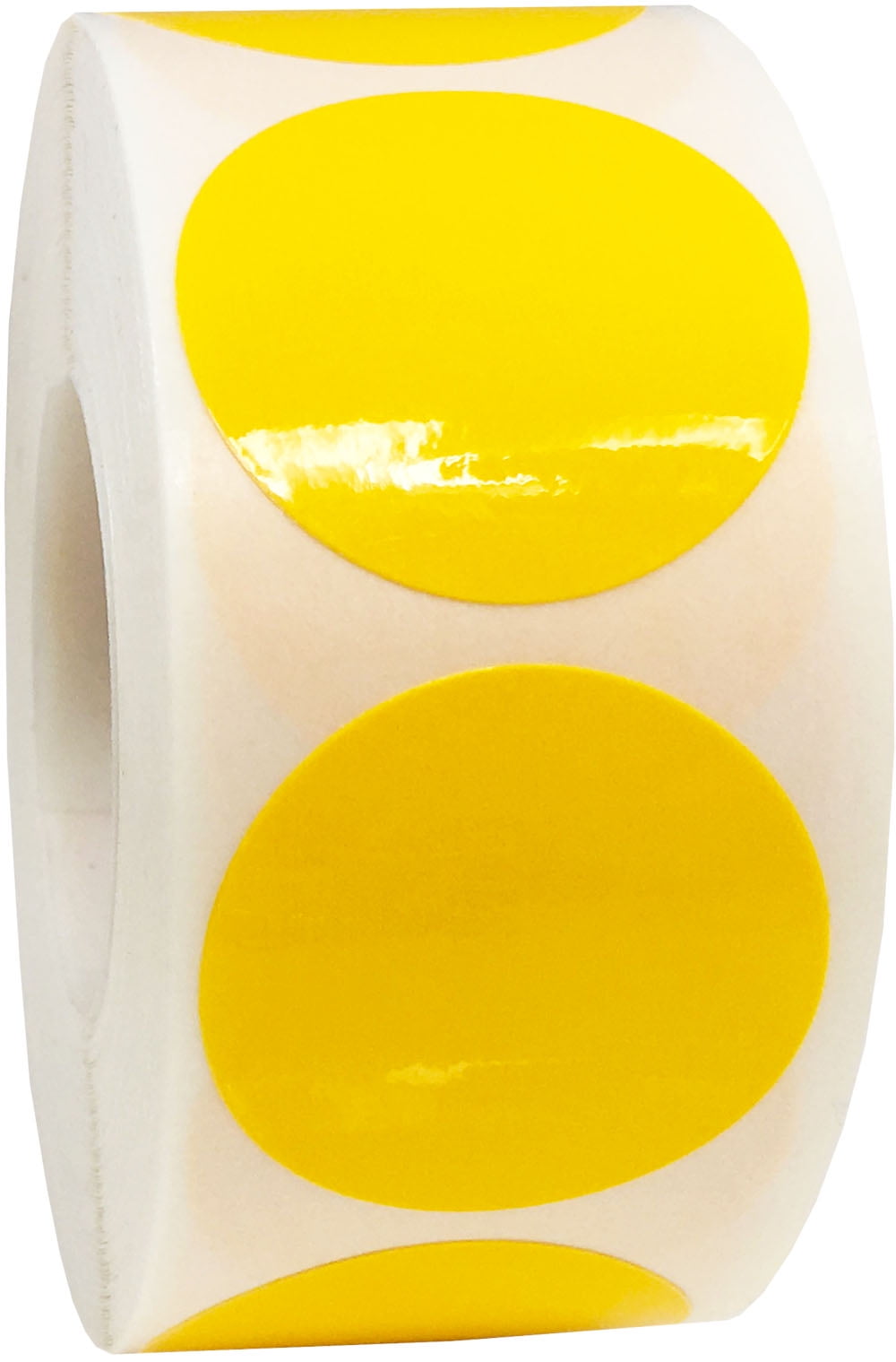 Laminated Yellow Circle Dot Stickers, 1" Inch Round, 500 Labels on a