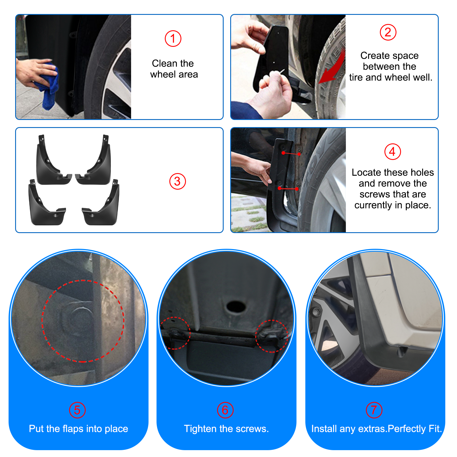 SPEEDWOW Mud Flaps Splash Guards 4PCS Front & Rear Side Mud Guards Compatible with Toyota RAV4 2006-2012 3th gen with OEM Fender Flares