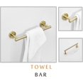 thumbnail image 2 of Juego de 3 accesorios de baño, toallero de 30 cm, portarrollos de papel higiénico, percha para albornoz, oro cepillado, 2 of 5