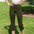 thumbnail image 2 of QATAINLAV Women's Knee Length Capri Leggings with Pockets High Waisted Workout Yoga Capris Side Slits Soft Stretch Cropped Trousers Army Green XL, 2 of 10