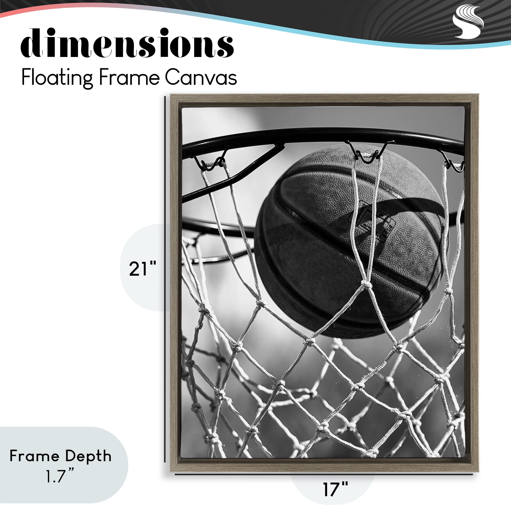 Stupell Industries Winning Basket Shot Brown Framed Floater Canvas Wall Art, design by Marcus Prime