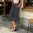 thumbnail image 6 of Miluxas Women's Plus Size Wide Leg Capri Pants High Waist Drawstring Business Casual Loose Cropped Culottes with Pockets Lightweight Breathable Gray, 6 of 6