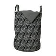 thumbnail image 1 of Vintage Laundry Bag, Creative Artwork of Paisley and Damask Inspired Motifs in Monochrome, Basket with Handles Drawstring Closure for Laundromats, 13" x 19", Charcoal Grey and White, by Ambesonne, 1 of 4