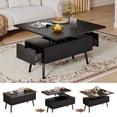 thumbnail image 1 of 40" Lift Top Coffee Table, 4 in 1 Square Coffee Table with 2 Drawers, Modern Coffee Tables with Lift Tabletop, Converts to Dining Table for Living Room, Home Office, Black, 1 of 9