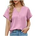 thumbnail image 1 of Eres Más Que una Camisa de Puntuación de Prueba con Cuello en V Algodón Hemstitch Patchwork Manga Corta Top Casual, Blusa Ligera de Verano para Uso Diario, 1 of 8