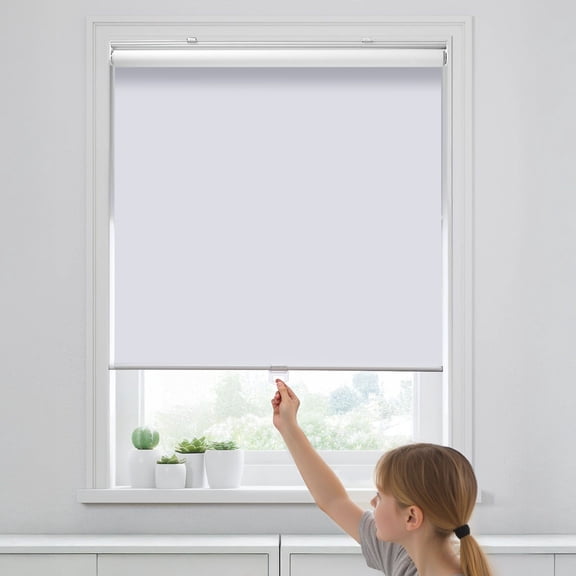 Cordless Roller Shades, 34 x 72 Inches, Blackout Window Blinds for Room Darkening, Thermal Insulated, Easy to Install, Light Blocking Shades for Bedroom, Bathroom, Home & Office, White