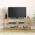 thumbnail image 2 of Evelyn&Zoe Winthrop Rectangular TV Stand with Glass Shelves for TV's up to 60", Brass, 2 of 9