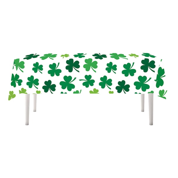 Penkiiy Juego de vajilla para el día de San Patricio, trébol verde de la suerte y platos desechables, tazas, servilletas, tenedores, cucharas