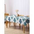 thumbnail image 3 of Bohemia Rectangle Tablecloth, Vintage Moroccan Geometric Pattern Blue Green Gray Waterproof & StainResistant Tablecloth, Washable Oil-proof Table Cover for Dining/Party/Wedding/Buffet 54x108 In, 3 of 9