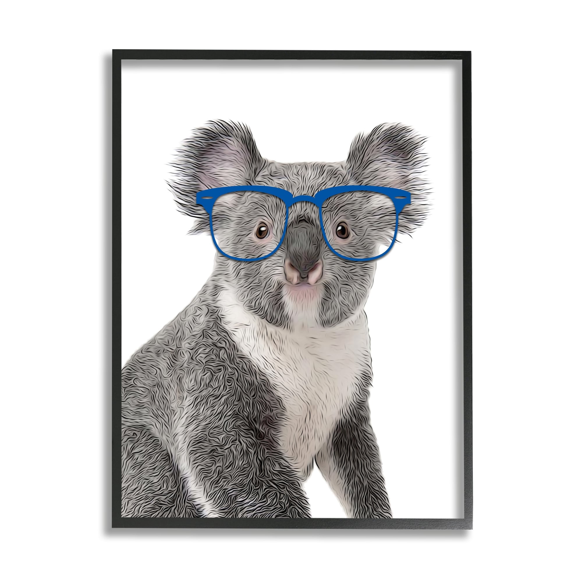 Stupell Industries Wild Koala Wearing Glasses Animal Animals & Insects Painting Gray Framed Art Print Wall Art