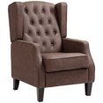 thumbnail image 1 of HOMCOM Button Tufted Accent Chair, Faux Leather Armchair, Brown, 1 of 10