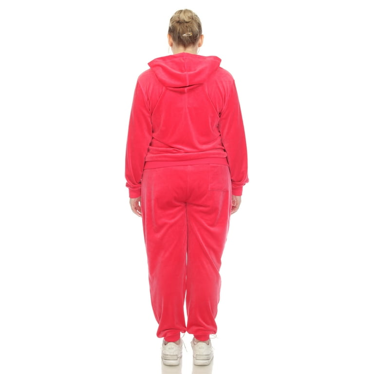 White Mark Women's Plus Size 2 Piece Velour Tracksuit Set