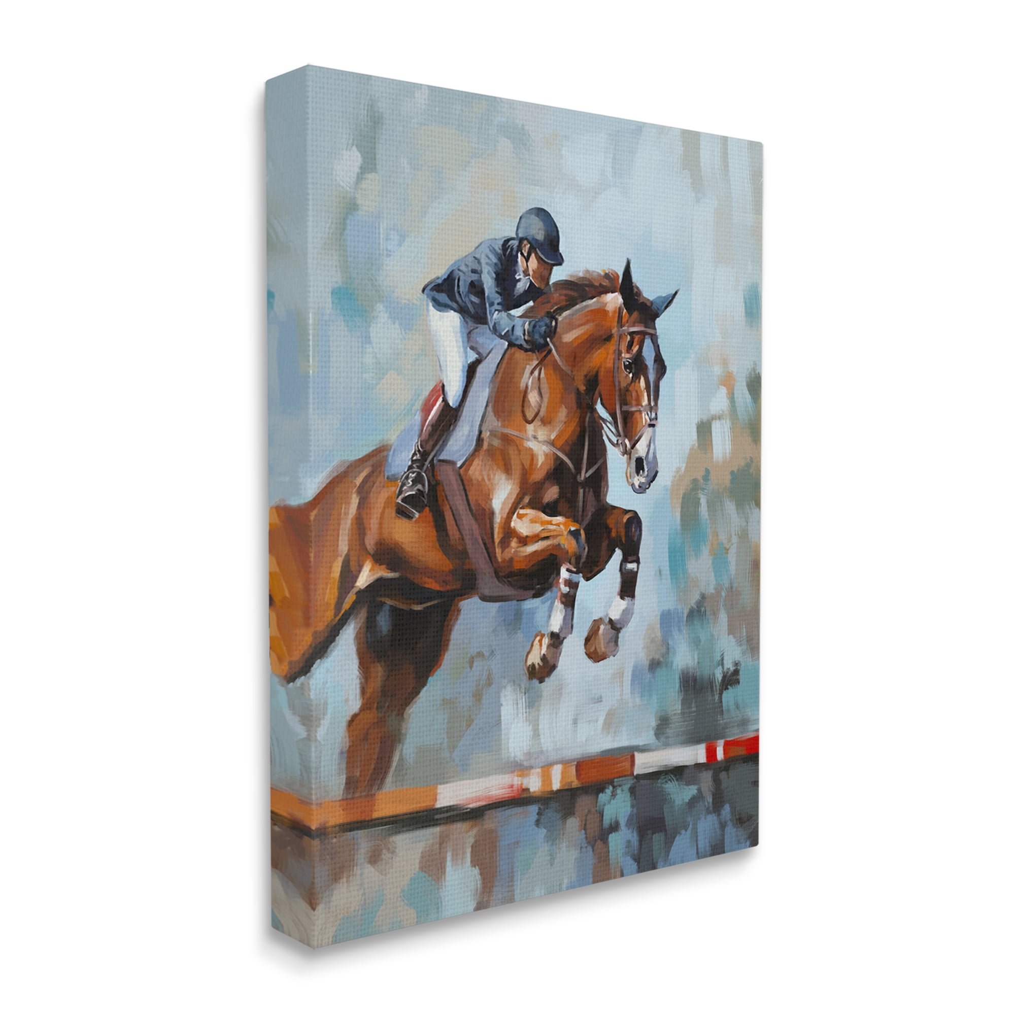 Stupell Industries Jockey Jumping Hurdle Animals & Insects Painting Gallery Wrapped Canvas Print Wall Art, 30 x 40