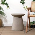 thumbnail image 5 of Hollie 18" Modern Drum Indoor/Outdoor Accent Table Pedestal, Light Brown Frosted, 5 of 8