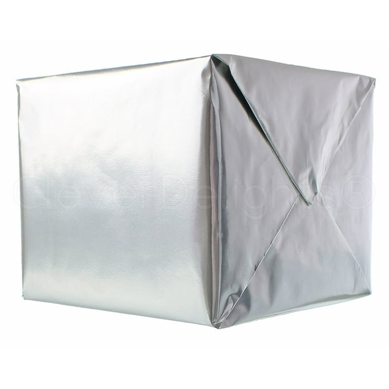 Metallic Wrapping Paper - 30 x 300 JUMBO Rolls - 4 Rolls Silver