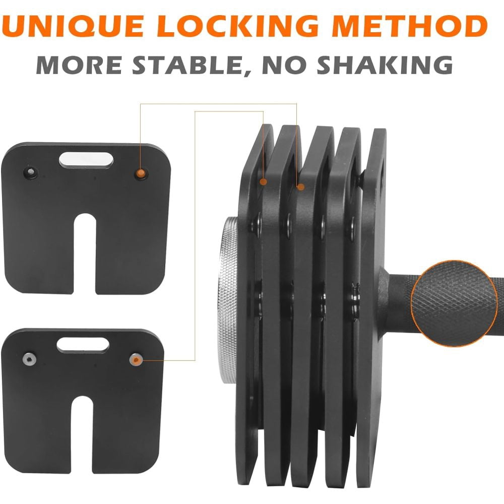 Square Dumbbell 9 in 1 Free Adjustable Dumbbell 50LBS square Dumbbell 9 in 1 Free Weights for Multi weight Options Quick-Lock Adjustable Dumbbell