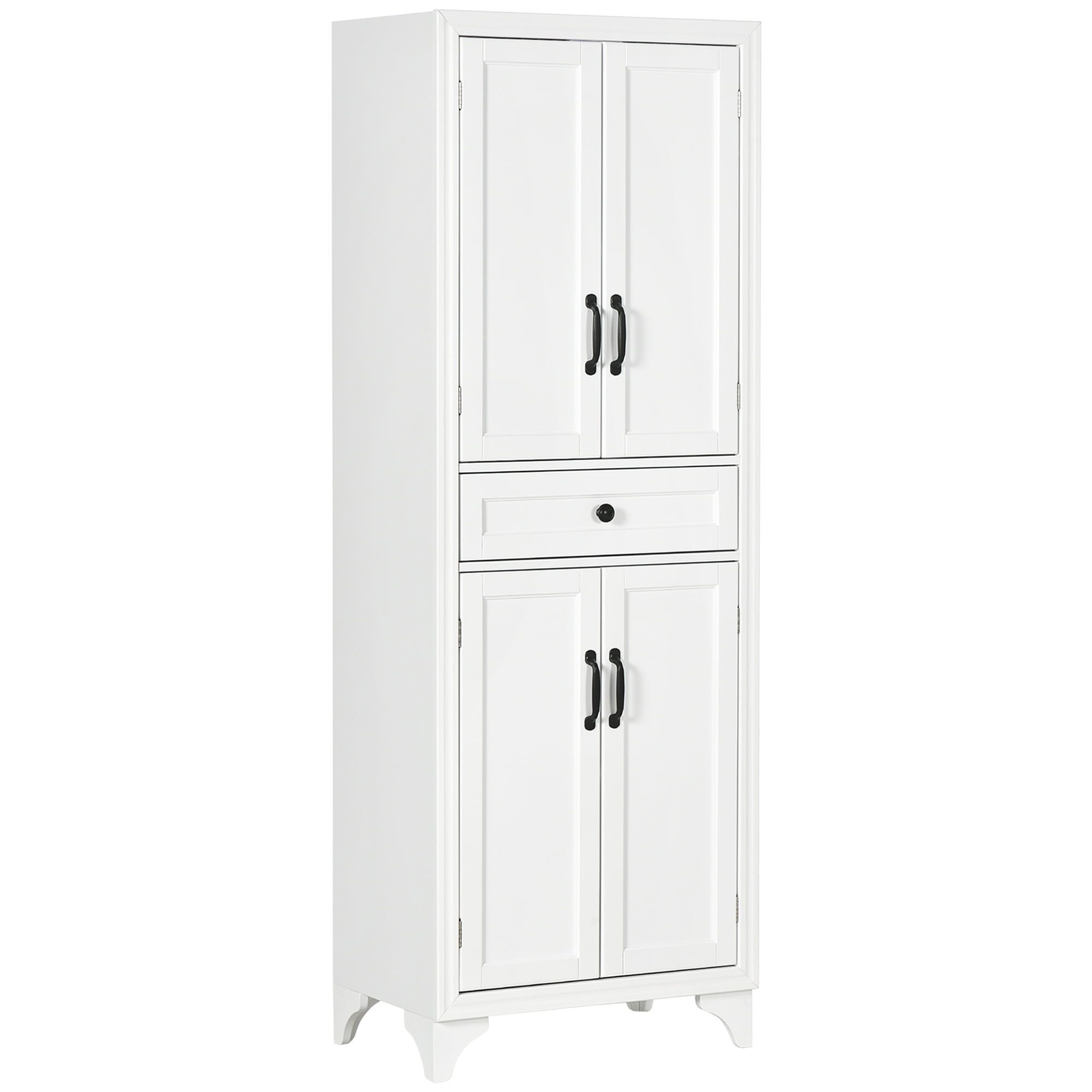 HOMCOM 67" Freestanding Kitchen Pantry Storage Cabinet with Doors and Shelf Adjustability, Kitchen Shelving Furniture for Small Spaces, White