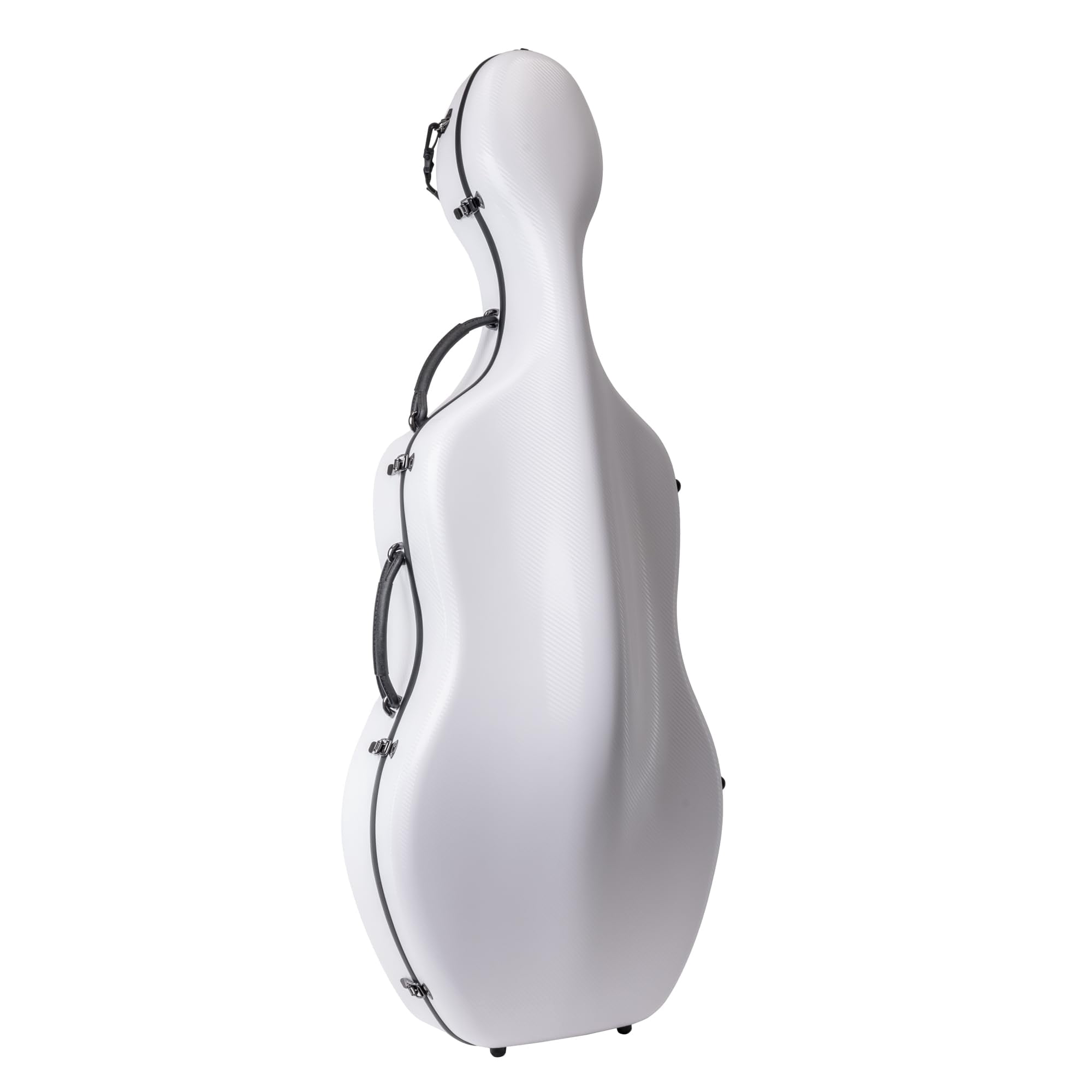 MI&VI CP-7006WB Pure Poly Carbon Fiber Cello Case 4/4 Hard Shell 11.5lb (Full Size) with Wheels | Carry Straps | Rigid Protection | Tough Shell (White + Bag)