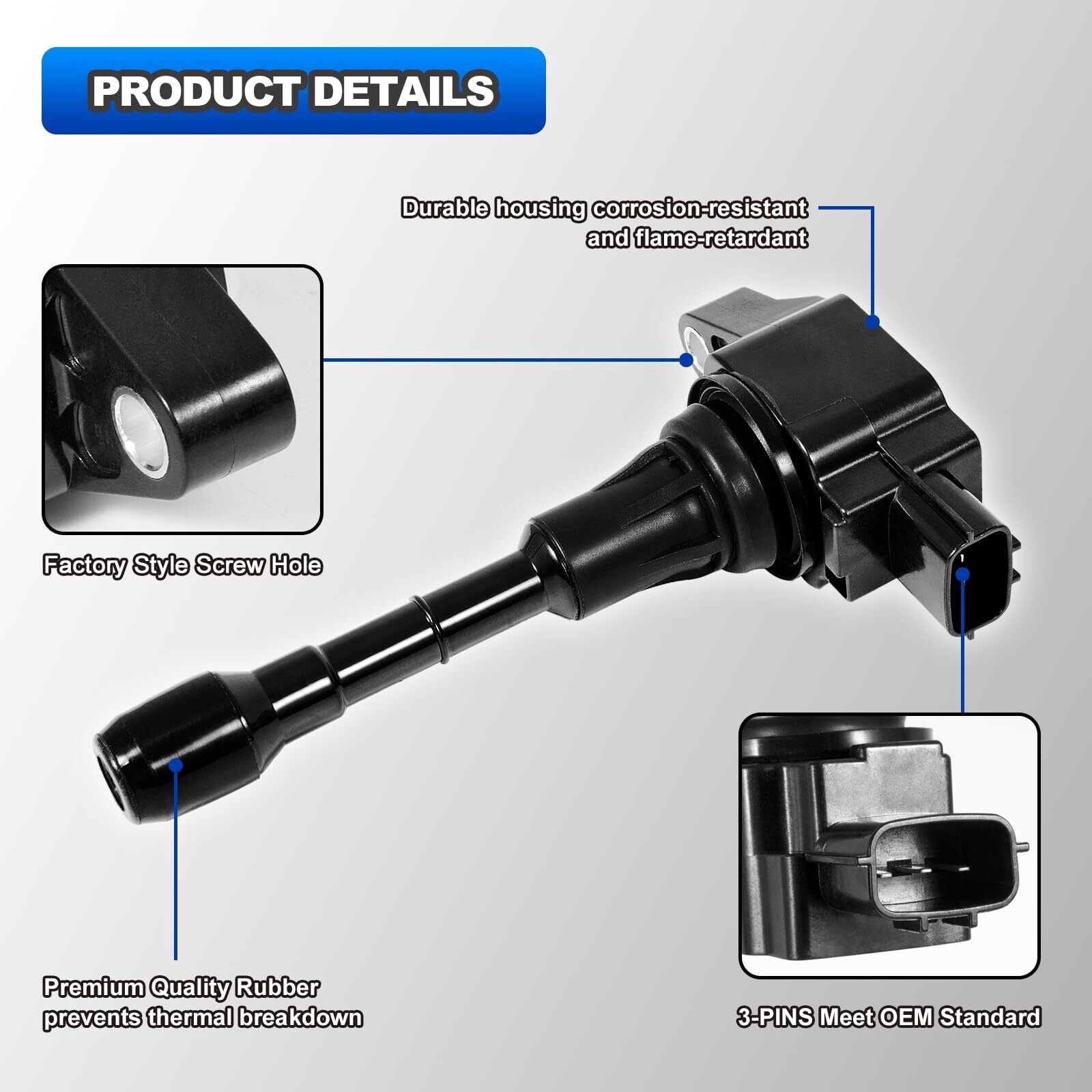 Set of 6 Ignition Coil and Spark Plug Pack for Nissan Infiniti Maxima Replacement for UF550