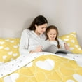 thumbnail image 4 of Feelyou Cute Love Heart Twin Bedding Sets 7-Piece for Teen, Romantic Cartoon Bedding Comforter Set, Yellow Graffiti Lines Reversible Sheet Sets, Lightweight Room Decor, 4 of 8