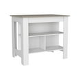 thumbnail image 2 of Dtwnek 35" Height Kitchen Island with 3 Open Shelves, Perfect for Kitchen, Dining Room, White + Light Gray, 2 of 5