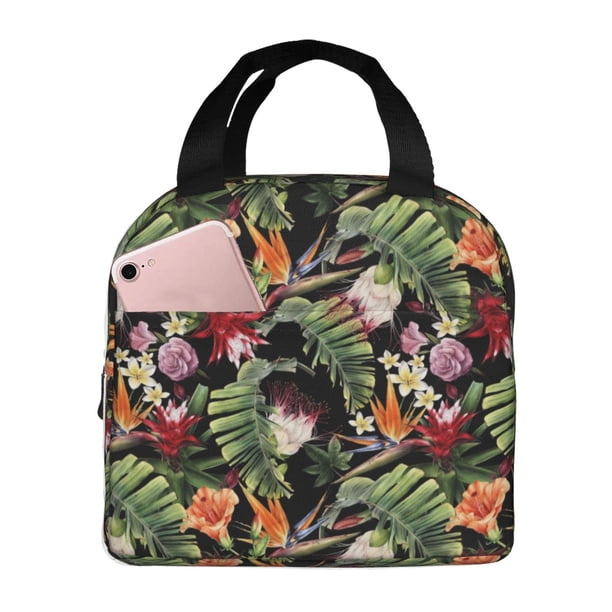 Easygdp Watercolor Tropical Flowers Bolsa Térmica Premium - Tela Oxford Impermeable, Gran Capacidad, Bolsillo Frontal, Unisex para Trabajo, Escuela, Actividades al Aire Libre y Picnics