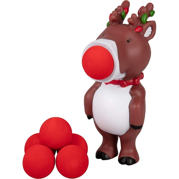 Hog Wild Reindeer Ball Popper Toy - Includes 4 Soft Foam Balls - Squeeze to Pop Air Powered Balls Up to 20 Feet - Indoor/Outdoor Play - Easter Basket Gift for Kids, Girls, Boys