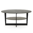 thumbnail image 6 of Furinno Jaya 2-Tier Round Coffee Table, Small Grey Coffee Table with Storage Shelf, Oval Center Table for Living Room, Bedroom, Home Office, Grey Oak, 6 of 6
