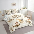 thumbnail image 3 of Manfei Giraffe Lion Fox Zebra 7-Piece Twin Bedding Sets,Cartoon Plane Bedding Comforter Set,Kawaii Wildlife Breathable Sheet Sets,Ultra Soft Cute Bedroom Decoration,Reversible, 3 of 7