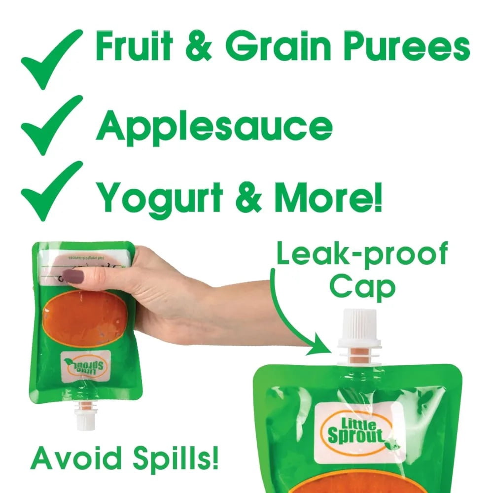Disposable 6oz Baby Food Storage Pouch Containers, 48 Pack- Write What You Want Squeezable Pouches- Make Homemade Organic Food for Babies/Toddlers-Works with Most Filling Stations Including Infantino