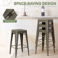 thumbnail image 4 of VINEEGO 24 Inch Metal Bar Stools Set of 4, Stackable Backless Counter Height Stools for Kitchen, Bar, Restaurant, Indoor Dining, Scratch Resistant Steel, Gun, 4 of 9
