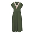 thumbnail image 3 of 2024 European And Solid Color Lace V Neck Sleeveless Loose And Linen Pocket Dress Women Dresses below The Knee Womens Long Dresses Ladies Maxi Dress Womens Dresses Dresses Casual Women Summer Dress, 3 of 4