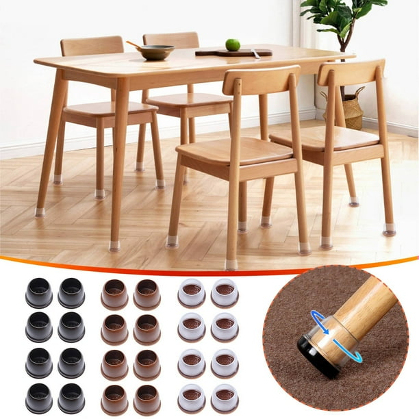 Tapones de patas de silla - protectores de suelo para muebles en pack de 8 para suelos de madera, almohadillas antiarañazos y reductores de ruido para los pies de silla (4x3,8cm)