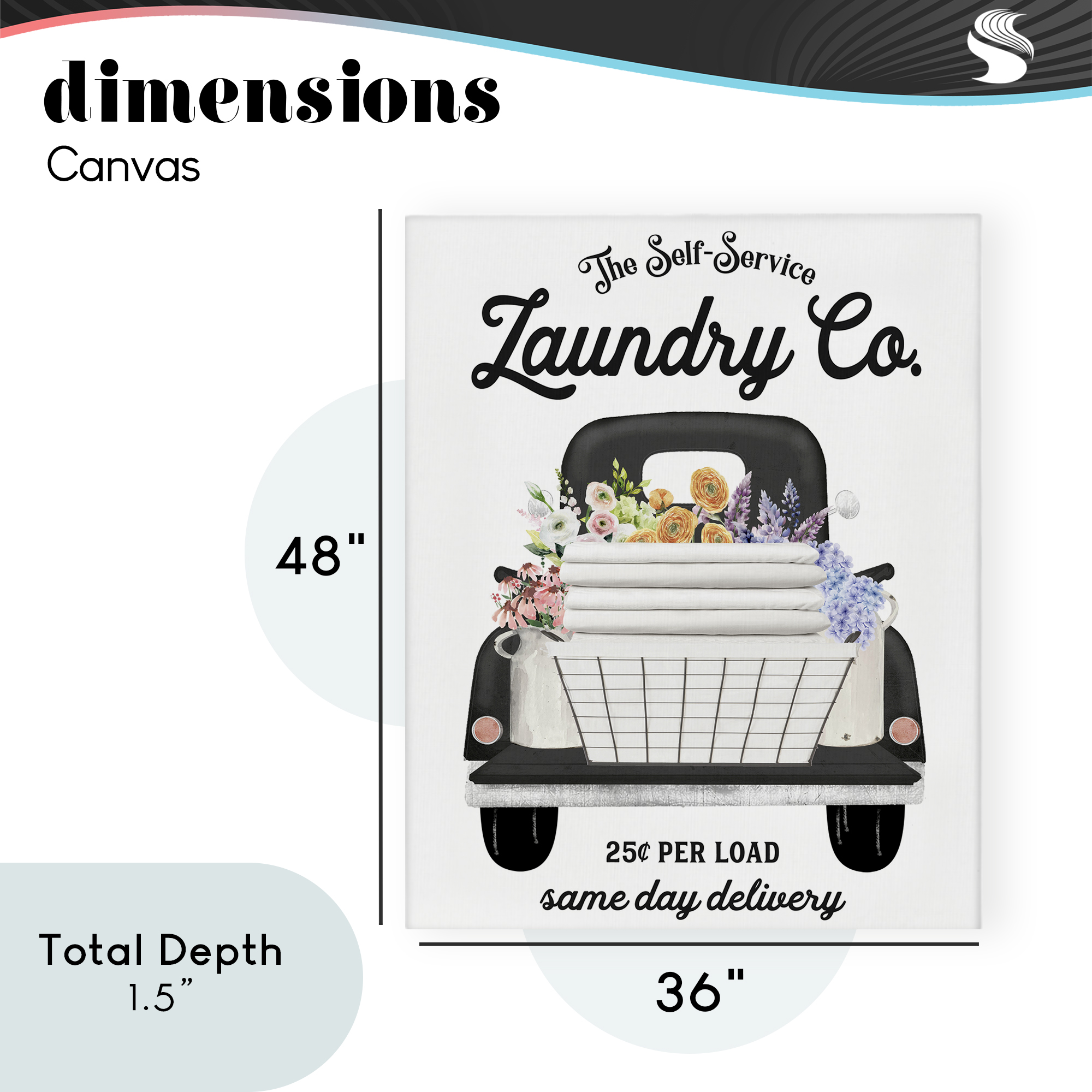 Laundry Service Truck Canvas Wall Art, design by Lettered and Lined