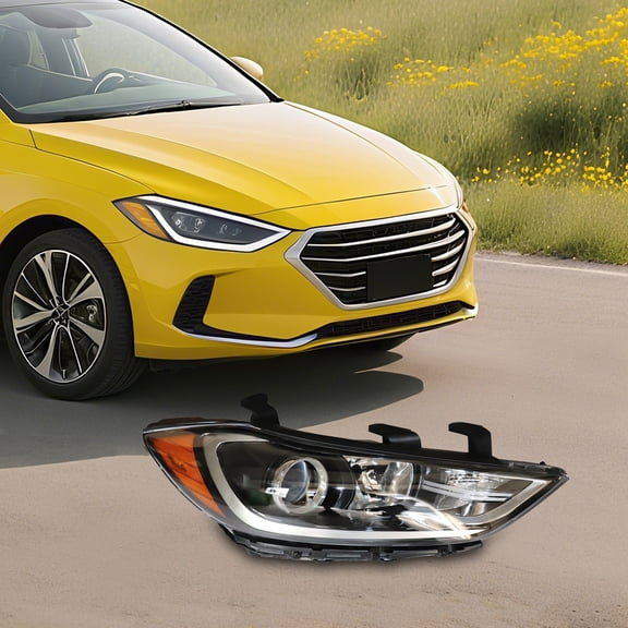 Halogen Headlight Assembly, Right Headlight For 2017-2018 Hyundai Elantra Sedan, Right Passenger Side Headlamp(Bulb Not Included)