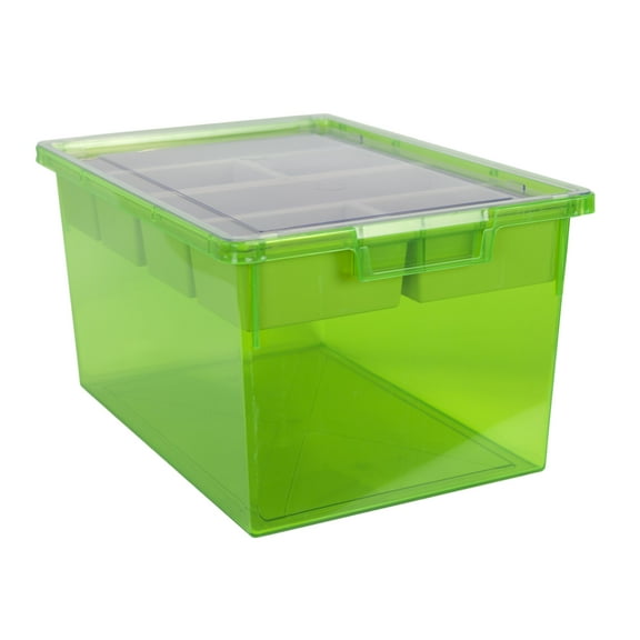 Bin/ Tote/ Tray Divider Kit - Triple Depth 9" Bin in Neon Green - 3 pack