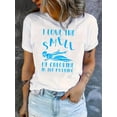thumbnail image 1 of Camiseta para mujer con Cuello de veranoWomen's Stylish Round Neck Short Sleeve T-Shirt with Creative Swimmer Print, Casual Summer Top, Comfortable Polyester Blend, Machine Washable, Leisure Wear |, 1 of 6