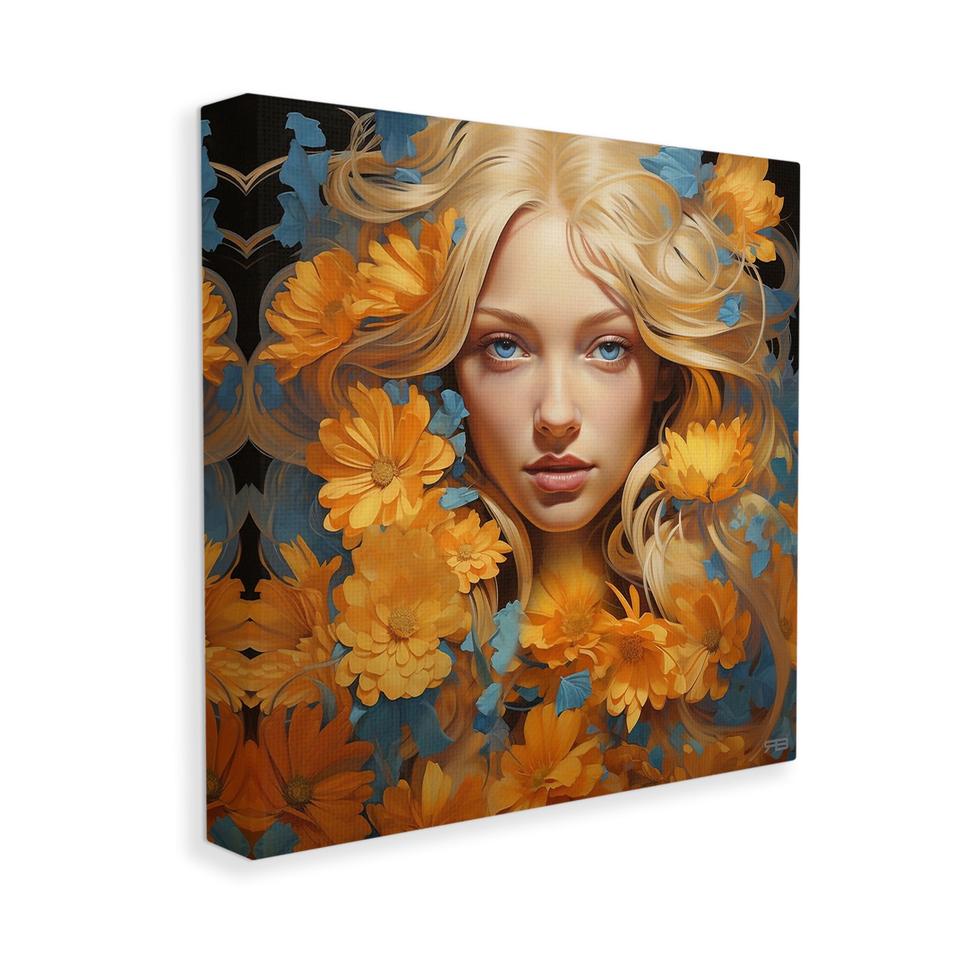 Stupell Industries Girl with Cascading Flowers Botanical & Floral Painting Gallery Wrapped Canvas Art Print Wall Art, 36 x 36