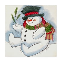 Trademark Fine Art 'Snowman With Scarf' Canvas Art by Beverly Johnston