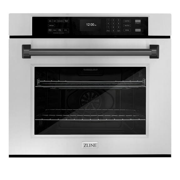 ZLINE 30 in. Autograph Edition Professional Convection Single Wall Oven with Air Fry and Self Clean in Stainless Steel with Matte Black Handle (WASZ-30-MB)