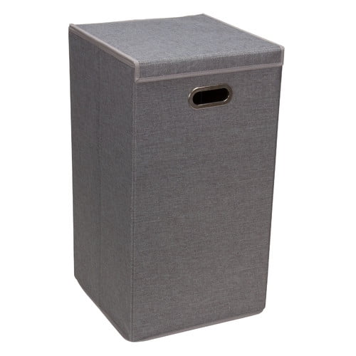 Household Essentials Collapsible Laundry Hamper with Lid, Gray