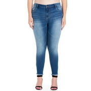 Cello Juniors' Plus Size Mid Rise Crop Skinny Jean with Raw Hem