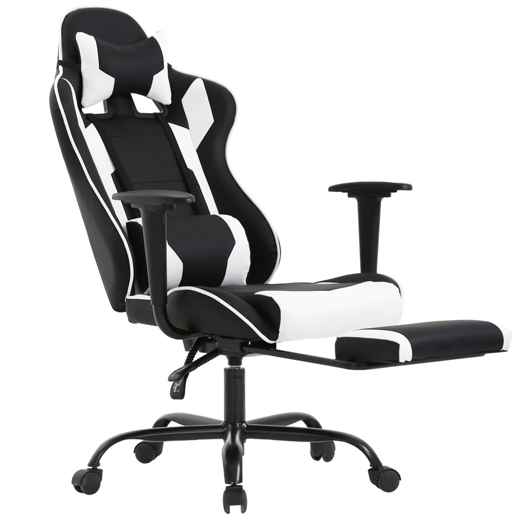 BestOffice Adjustable & Lumbar Support Swivel Gaming Chair, White 