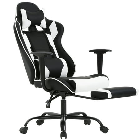 BestOffice Adjustable & Ergonomic Swivel Gaming Chair, Black and White