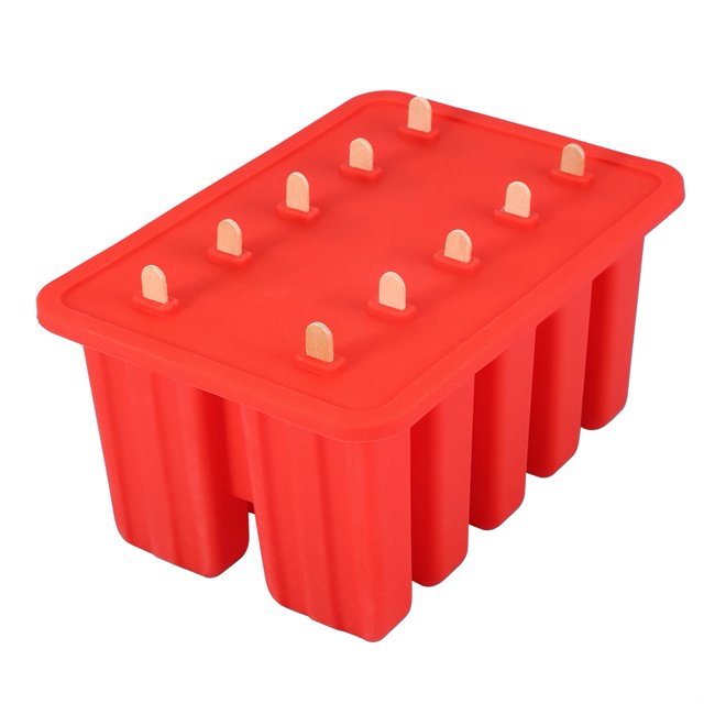 Molde Para Helado De Gel De Sílice De 10 Celdas, Fabricante De Paletas Con 50 Varillas Para Uso Doméstico