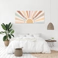 thumbnail image 3 of Boho Sun Wall Art Set of 3 Framed Canvas Wall Art Rainbow Sun Rising on the Horizon Geometric Nature Illustrations Line Art Wall Mid-Century Modern Prints Boho Wall Decor 12"x16" Watercolor, 3 of 6