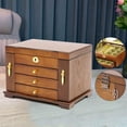thumbnail image 5 of Wooden Jewelry Box for Women 4 Layer Wood Jewelry Boxes & Organizers with Combo Lock for Jewelries, Necklaces, Rings, Vintage Style Jewelry Storage Box with Drawers and Mirror, 5 of 18