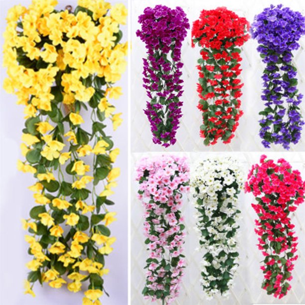 Gwong Decoración hogareña 220pcs cabezas / 1 ramo de cinco pétalos artificial violeta flor de bracketplant colgando Gwong 8117841
