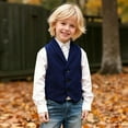 thumbnail image 2 of Utlike Boys Top Children'S Suit Vest Formal Dress Gentleman'S Vest Elegant Tuxedo Vest Flower Boys Vest Navy Leisure Tee For Daily Wear , 13 Years-14 Years, 2 of 7