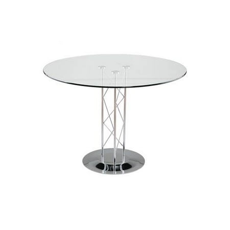 Trave 42 Inch Round Dining Table In Clear Tempered Glass With Chrome Trave 42 Inch Round Dining Table In Clear Tempered Glass With Chrome Column And Base Com